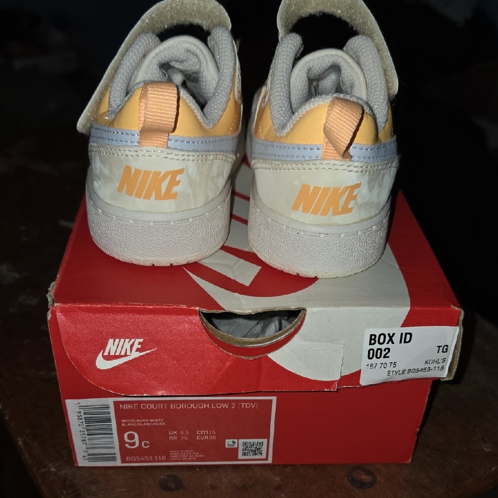 Nike Kids Court Borough Low 2 Sneakers - Orange and White
